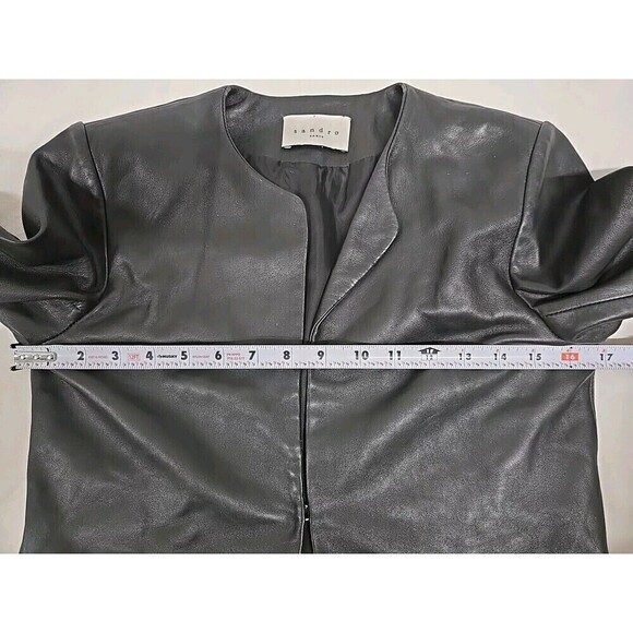 SANDRO PARIS Moto Jacket Lamb Leather Black Women’s Size 1 /US Size 4 SMALL - Picture 9 of 12